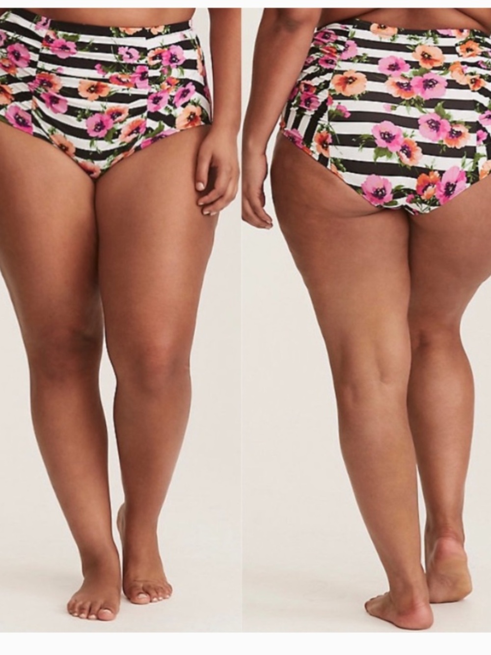 TORRID Floral Striped Swim Bottoms size 2